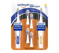 Spinbrush Pro+ Deep Clean Lot économique de brosses à dents à batterie pour adultes, 2 brosses et 4 têtes de rechange