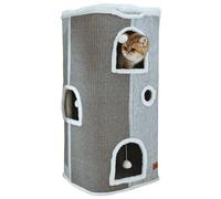 Spindro Grand lit pour Chat d'intérieur, Niche Pliable pour Chat, Maison Cube avec Tapis à griffer, Lit Moderne pour Chien avec Coussin Doux Lavable, 43x43x84cm, Gris argenté