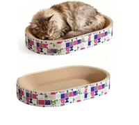 Spindro Lot de 2 Lits-Griffoirs pour Chats, Surface à Gratter Ovale ø53 cm en Carton, Plateau Griffoir avec Surface de Repos,XXL(60x40x9cm)