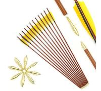 Spine 500 Flèche 22.5 Pouces Flèche Flèches Carbone Flèche Cible Flèche de Chasse Arc à Poulies Arc Classique Adulte Jeunesse Tir à l’Arc Entraînement 12pcs comme Le Bois