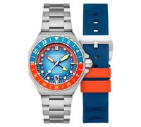 Spinnaker Dumas GMT SP-5119 Montre automatique pour homme avec bracelet en acier inoxydable massif 43 mm, Rouge/bleu, Bracelet