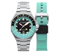 Spinnaker Dumas GMT SP-5119 Montre automatique pour homme avec bracelet en acier inoxydable massif 43 mm, Turquoise foncé, japonais
