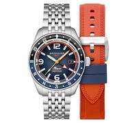Spinnaker Fleuss GMT SP-5120 Montre automatique pour homme avec bracelet en acier inoxydable massif 43 mm, bleu foncé, Brassard
