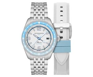 Spinnaker Fleuss GMT SP-5120 Montre automatique pour homme avec bracelet en acier inoxydable massif 43 mm, Blanc lune, Fleuss Gmt Automatique