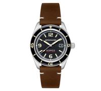 Spinnaker Fleuss SP-5055 Montre Automatique pour Homme avec Bracelet en Cuir véritable 43 mm, Noir, Vintage et élégant