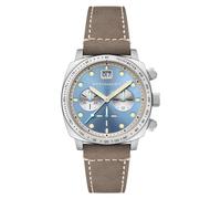 Spinnaker Montre Homme 42mm Hull Chronograph Meca-Quartz avec véritable bracelet en cuir SP-5068, bleu ciel