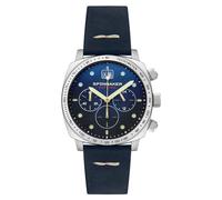 Spinnaker pour Homme 42 mm Hull Chronographe Meca-Quartz Montre avec Bracelet en Cuir véritable SP-5068, Lapis, Sangle