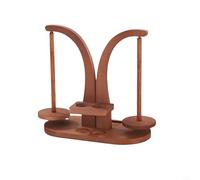 Spinner à fil en bois avec double broches pour une rotation fluide, outil de tricot et de crochet sans nœuds, organiseur élégant en bois marron pour tricoteurs, tisserands (marron)