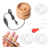 Spinner à perles - Machine électrique en bois de 11,4 cm, enfile-aiguille réglable | Enfile-aiguilles en argile pour colliers, bracelets, chaînes de taille