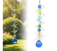 Spinner à Vent en Cristal 18, Attrape-Soleil en Acier Inoxydable avec Spirale rotative pour décoration de Jardin et de fenêtre, Ornement Suspendu d'extérieur