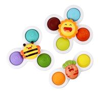 Spinner à ventouse de dessin animé - Lot de 3 jouets rotatifs pour bébé Design en forme de fleur, jouet de bain pour bébé, développement sensoriel, soutien moteur du bout des doigts | Pour bébé, jeux
