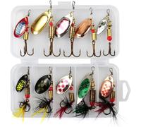 Spinner Bait Set-10 Pcs Multicoloured Fishing Spinners Lures Spoon Bait Fishing Crankbaits Set For Trout Pike Bar Salmon With Box
