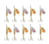 Spinner Baits - 2.48 Pouces High Carbon Steel | High Carbon Steel Gold Leurre - 10pcs Rotatif Réfléchissant Pêche Appâts avec Crochet à Travers Plat Marteau Design pour Lacs Rivières