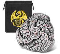Spinner de Dés DND, Gyroscope du Bout des Doigts, 7-en-1 Métallique DND Dés, Roulette Dés Spinner, Cadeaux D&D avec Sacs Cadeaux Logo Dragon, Accessoires de Jeu de Société, Argent avec Points Rouges