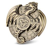 Spinner de Dés DND, Jeu de Dés D&D, Dragon 7-en-1 Métallique DND Dés, Dragon Volant Roulette Dés Spinner, Cadeaux D&D avec Boîte Cadeau, Jeu de Rôle, Accessoires de Jeu de Société, RPG, Bronze