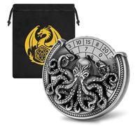 Spinner de Dés DND, Pieuvre 7-en-1 Métallique DND Dés, Gyroscope du Bout des Doigts, Roulette Dés Spinner, Cadeaux D&D avec Sacs Cadeaux Logo Dragon, RPG, Accessoires de Jeu de Société, Argent Foncé