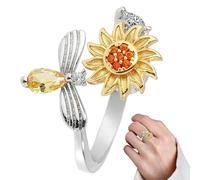 Spinner Fidget Ring - Jewelry for Stress Relief | Metal Rotating Band with Adjustable Open Fit, Finger Focus Toy, Office Classroom Travel Relaxation Accessory Daily Activities