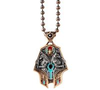 Spinner Pendant Necklace,Rotating Egyptian Amulet Symbol Necklace for Men Women,Unique Medieval Smooth Spinner Mystic Jewelry with Gemstone Inlay (Brass)