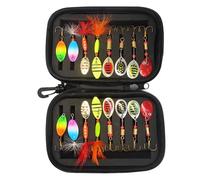 Spinnerbait avec appât de pêche - Leurre de pêche pour bar | Paillettes de pêche 16 pièces | Spinner de jigging | Paillettes rotatives | Kit pour équipement d'appât | Leurre à paillettes, spinner nuo
