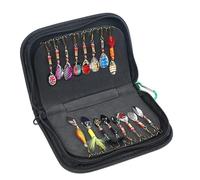 Spinnerbaits Kit de leurres de pêche 16 pièces avec sac pour bar, truite, saumon, doré jaune, coq, plume, cuillère, leurres en métal dur