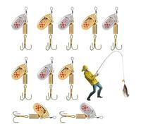 Spinnerbaits Lot de 10 leurres de pêche pour la pêche à la perche, hameçons triple dorés, équipement pour rivières, lacs, étangs, eaux