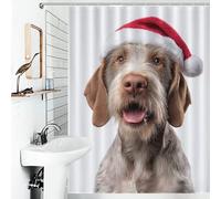 Spinone Italiano Dog with Santa Hat Portrait Ensemble De Décoration De Salle De Bain Moderne En Tissu Imperméable Et Résistant À Séchage Rapide Pour Baignoires De Cabine 53.54x70.87Inch（136x180cm）