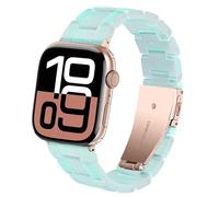 SPINYE Bracelet compatible avec iWatch 38 mm, 40 mm, 41 mm, 42 mm, bracelet de rechange en résine colorée pour Apple Watch Series 10/9/8/Ultra/7/SE/6/5/4/3 pour homme et femme (vert sirène)