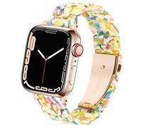 SPINYE Bracelet compatible avec iWatch 38 mm, 40 mm, 41 mm, 42 mm, bracelet de rechange en résine colorée pour Apple Watch Series 10/9/8/Ultra/7/SE/6/5/4/3 pour homme et femme (jaune floral)