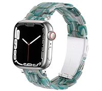 SPINYE Bracelet compatible avec iWatch 38 mm, 40 mm, 41 mm, bracelet de rechange en résine colorée pour Apple Watch Series 7/SE/6/5/4/3 pour homme et femme (38/40/41 mm, visage vert)