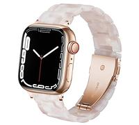 SPINYE Bracelet de rechange en résine colorée pour iWatch 42 mm, 44 mm et 45 mm, pour Apple Watch Series 7/SE/6/5/4/3 pour homme et femme (42/44/45 mm, rose fleur)