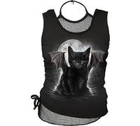 Spiral Bat Cat Femme Top Noir M 100% Coton Regular/Coupe Standard