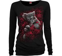 Spiral Bed of Rose Femme T-Shirt Manches Longues Noir XL 95% Viscose, 5% Élasthanne Slim Fit