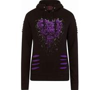 Spiral - Bleeding Heart - Sweat-Shirt à Capuche Large - Style déchiré - Violet/Noir - S