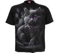 Spiral Cattitude Unisexe T-Shirt Manches Courtes Noir S 100% Coton Regular/Coupe Standard