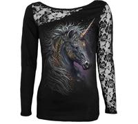 Spiral Celtic Unicorn Femme T-Shirt Manches Longues Noir M 95% Viscose, 5% Élasthanne Slim Fit
