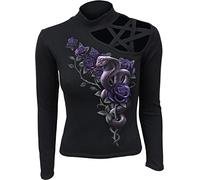 Spiral Cobra Rose Femme T-Shirt Manches Longues Noir XL 100% Coton Regular/Coupe Standard