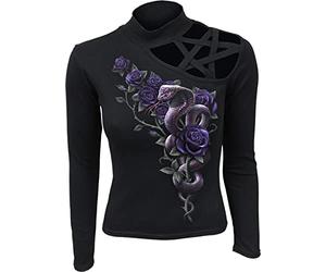 Spiral Cobra Rose Femme T-Shirt Manches Longues Noir XXL 100% Coton Regular/Coupe Standard
