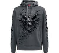 Spiral Crâne Chauve-Souris Homme Sweat-Shirt à Capuche Gris XXL 100% Coton Regular/Coupe Standard