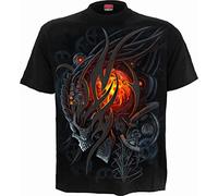 Spiral Crâne Steampunk Homme T-Shirt Manches Courtes Noir 3XL 100% Coton Regular/Coupe Standard
