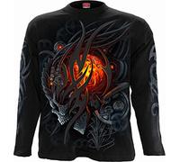 Spiral Crâne Steampunk Homme T-Shirt Manches Longues Noir XL 100% Coton Regular/Coupe Standard