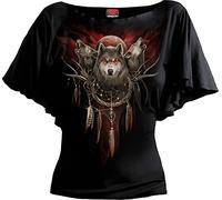 Spiral Cry of The Wolf Femme T-Shirt Manches Courtes Noir M 95% Viscose, 5% Élasthanne Slim Fit