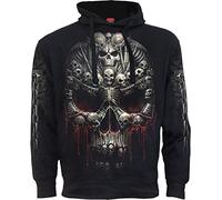 Spiral Death Bones Homme Sweat-Shirt à Capuche Noir XXL 100% Coton Regular/Coupe Standard