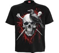 Spiral Death Raven - T-Shirt Homme T-Shirt Manches Courtes Noir L 100% Coton Regular/Coupe Standard