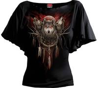 Spiral Direct - "Cry Of The Wolf" Haut pour femme manches chauve-souris HE2625 (3XL) (Noir)