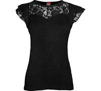 Spiral Direct Gothic Elegance-Lace Layered Cap Sleeve Top Shirt, Noir (Black 001), 36 (Taille Fabricant: Small) Femme