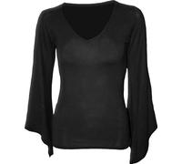 Spiral Direct Gothic Elegance - V Neck Goth Sleeve Top Black, T-Shirt À Manches Longues Femme, Noir (Black 001), 40 (Taille Fabricant: Medium)