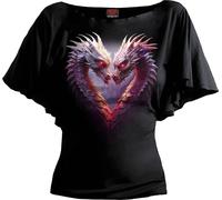 Spiral Direct - "Heart Of Dragons" Haut Décolleté U-Boot pour Femme Chauve-souris HE2890 (4XL) (Noir)