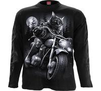 Spiral Direct - "Nine Lives" T-shirt unie homme/femme manches longues HE2399 (M) (Noir)
