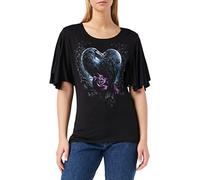 Spiral Direct Raven Heart-Boat Neck Bat Sleeve Top T-shirt Femme, Noir (Black 001), 2XL