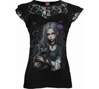 Spiral Direct - Top "Goth Familiar" détail dentelle pour femme HE2316 (XXL) (Noir)